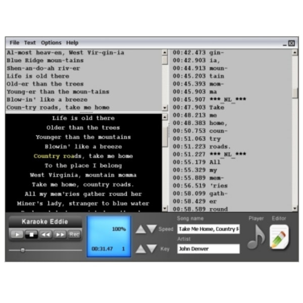 KaraokeEddie Karaoke Eddie - Karaoke zum selbermachen. Füge einen Text zu einem Mp3 Song.